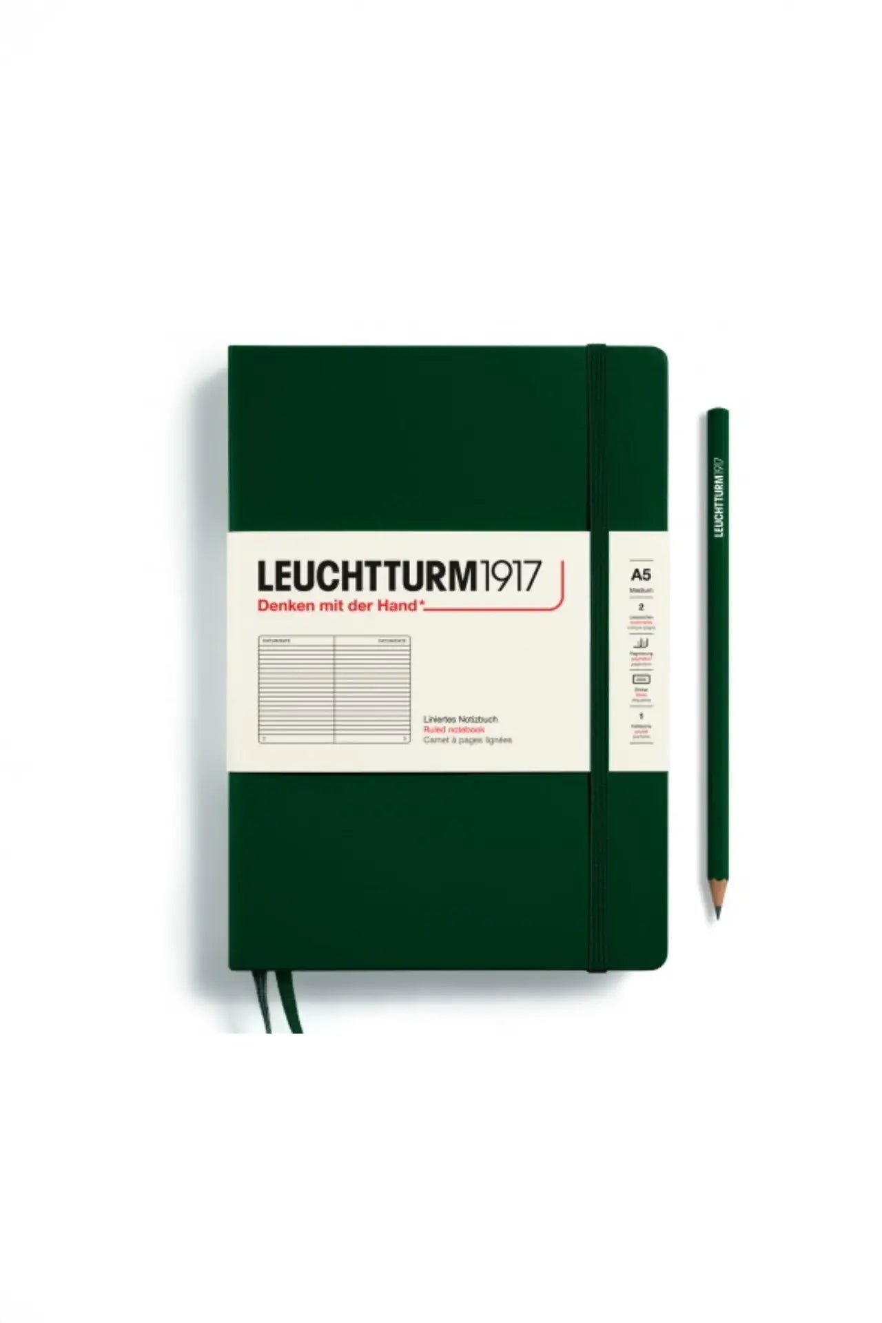 Leuchtturm1917 A5 Medium Hardcover Notebook Classic – Forest Green
