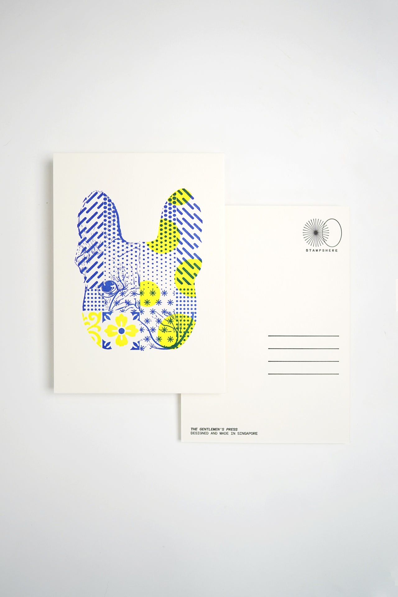Patterned Frenchie - Letterpress Postcard