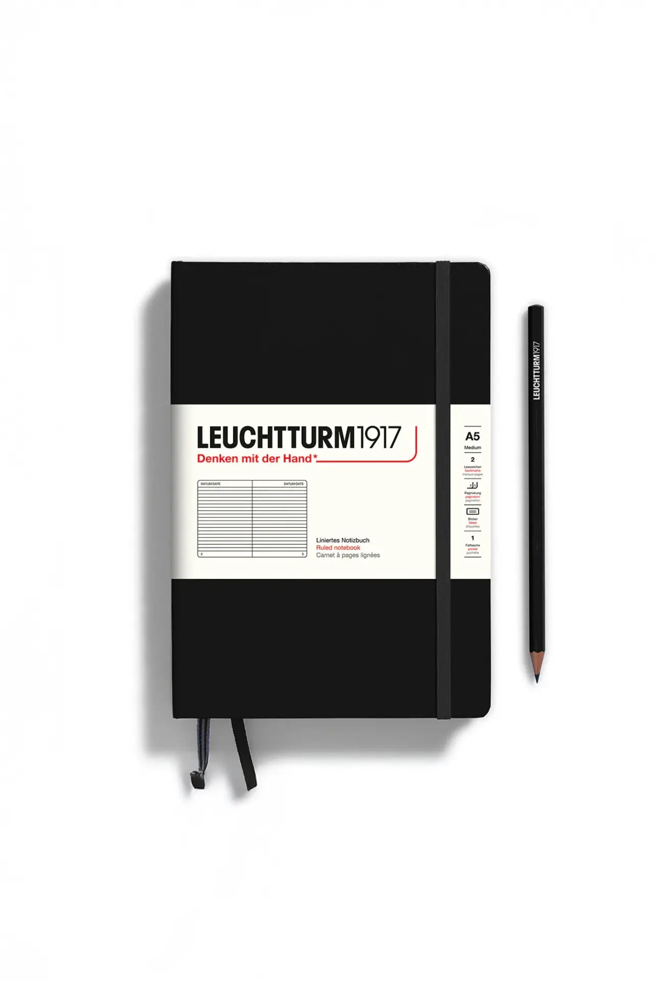 Leuchtturm1917 A5 Medium Hardcover Notebook Classic – Black