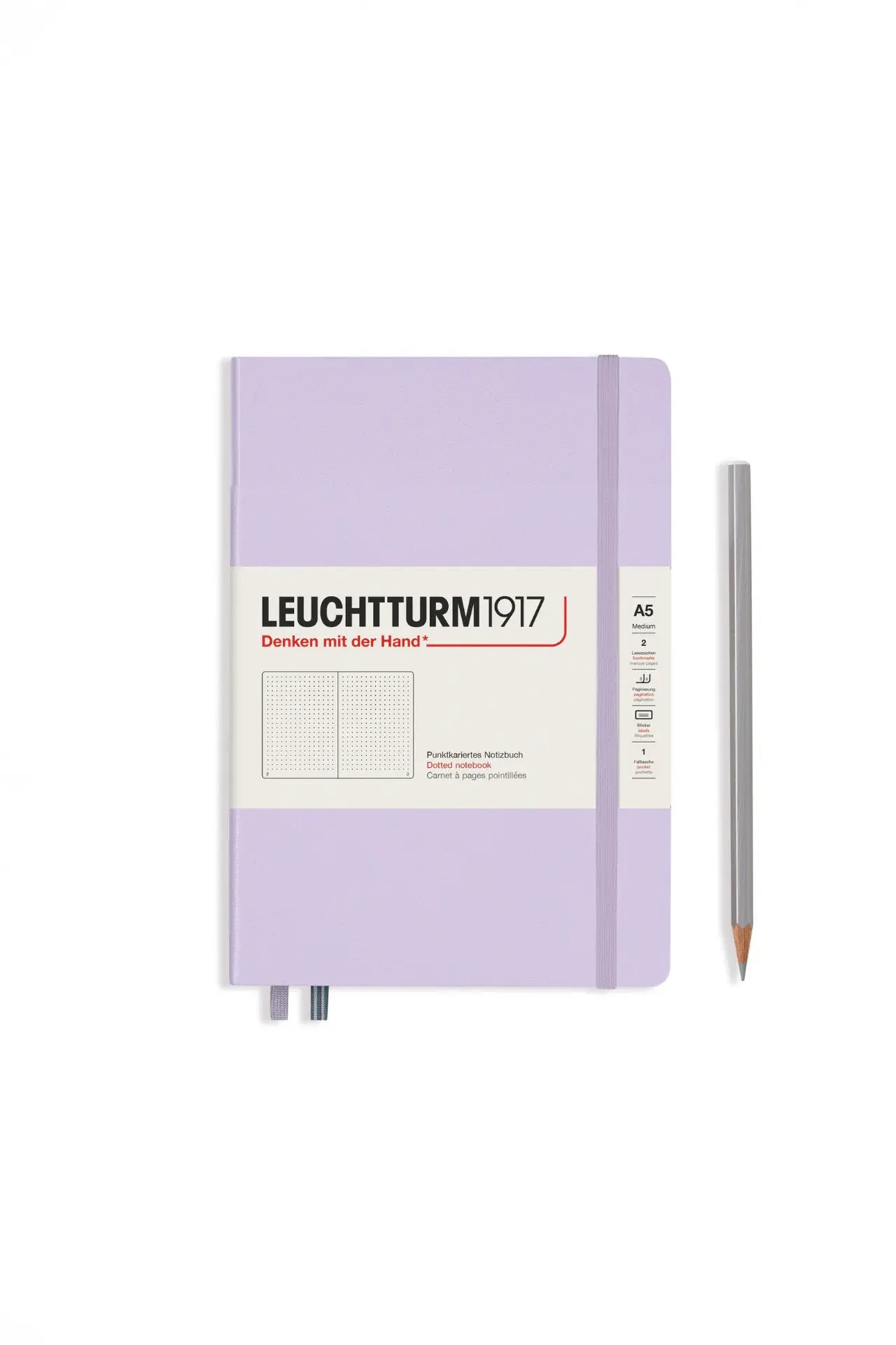 Leuchtturm1917 A5 ミディアムハードカバーノートブック クラシック – ライラック