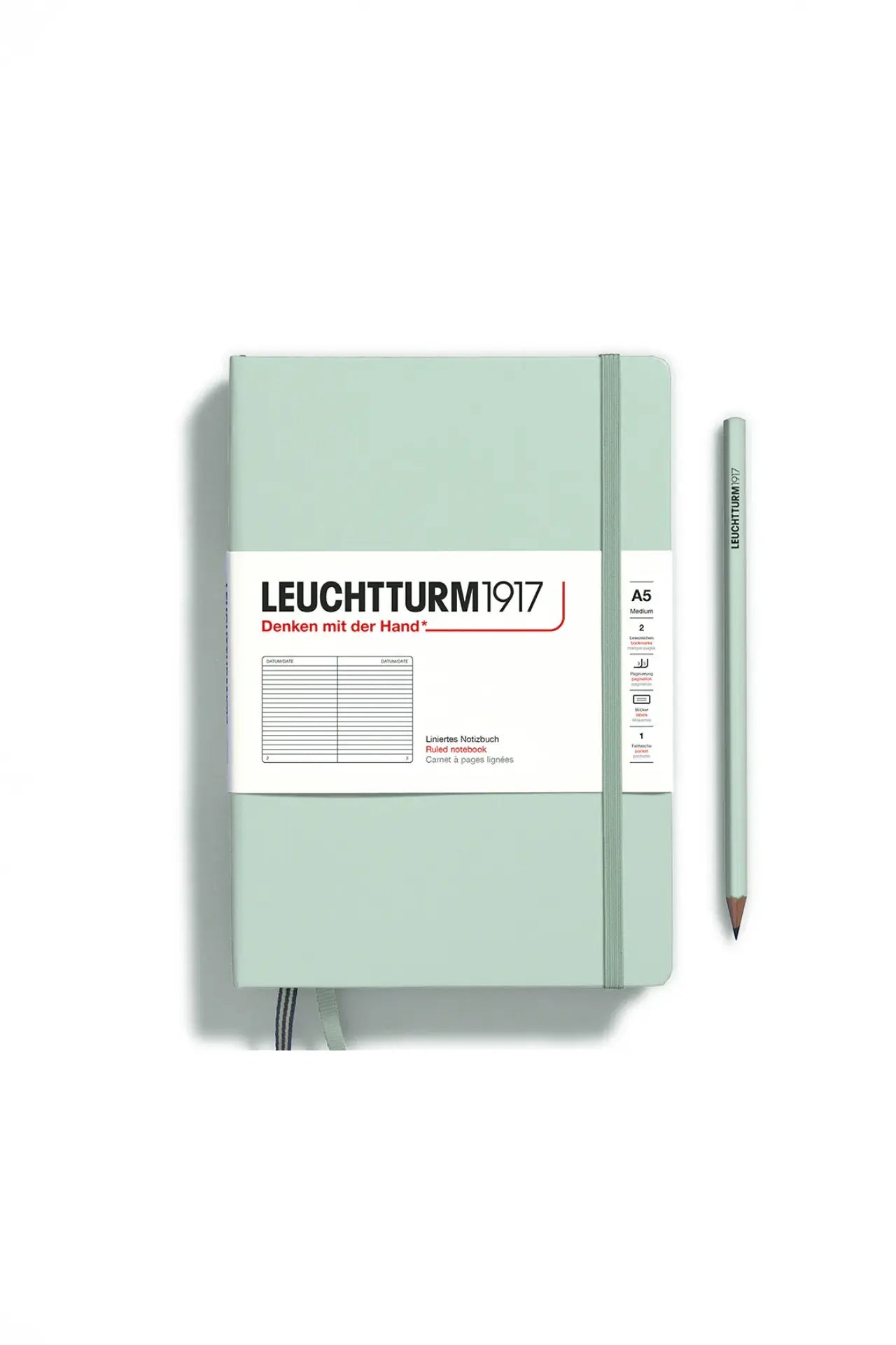 Leuchtturm1917 A5ミディアムハードカバーノートブッククラシック – ミントグリーン