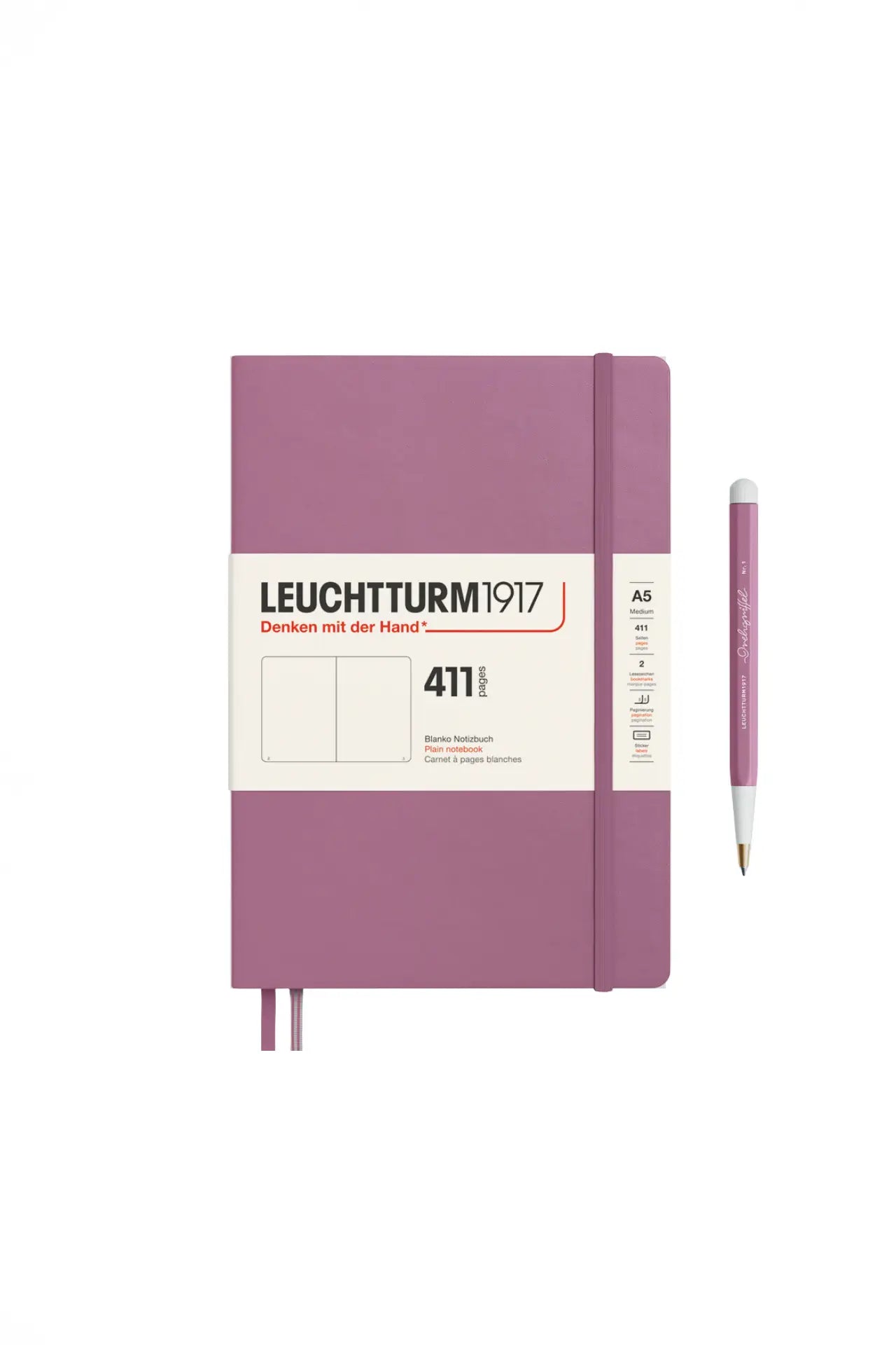 Leuchtturm1917 A5 Medium Hardcover Notebook (Thick, 411 Pages) – Dusty Rose