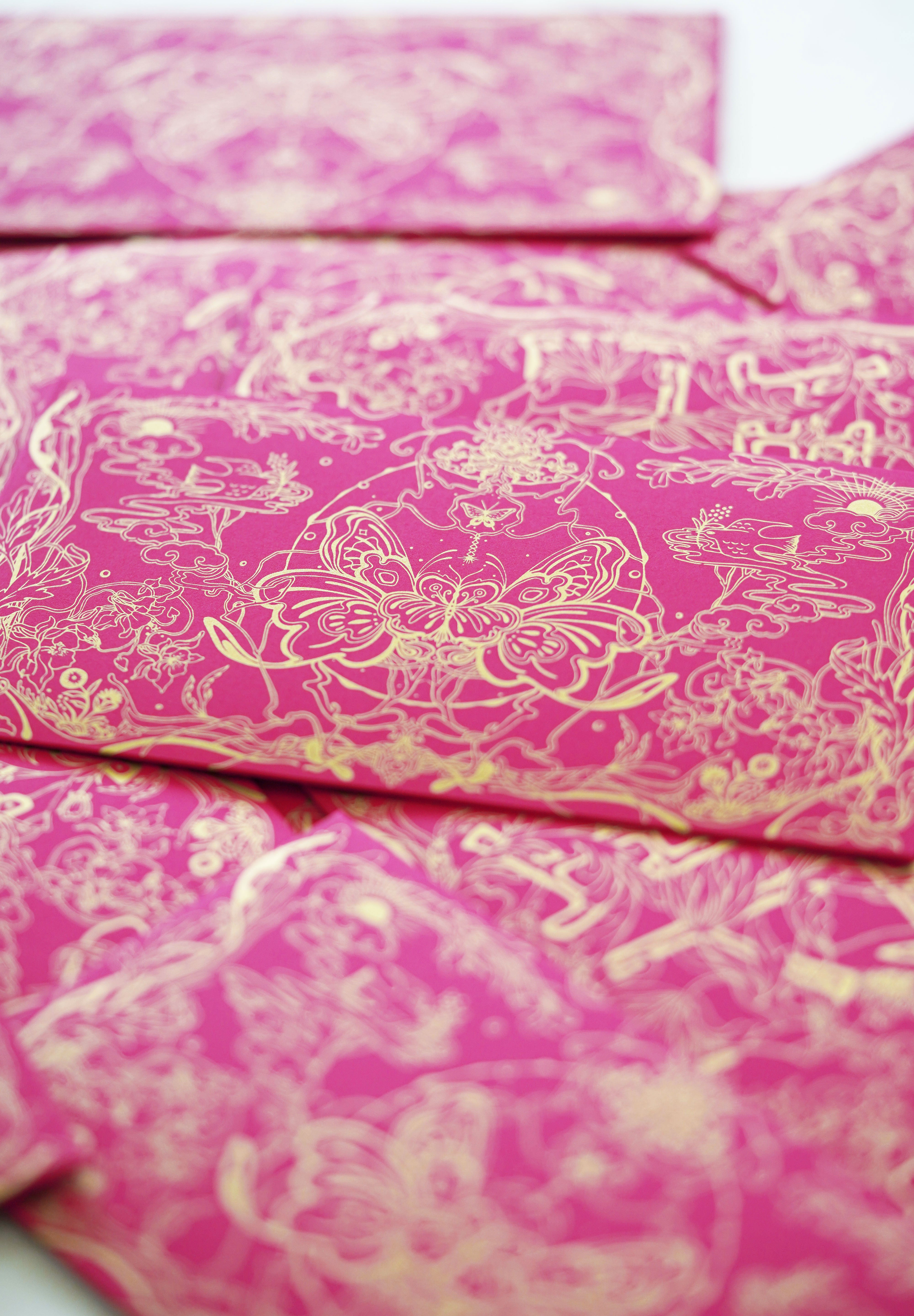 Silkscreen Art Nouveau Red Packets
