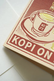 Tenks Ah, Kopi On Me – Letterpress Greeting Card