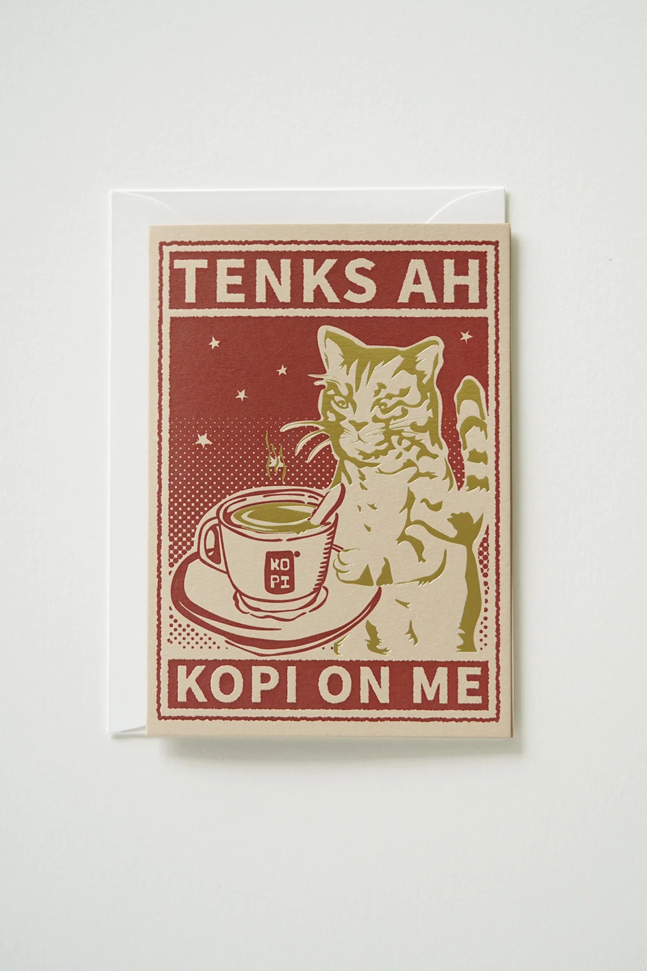 Tenks Ah, Kopi On Me – Letterpress Greeting Card