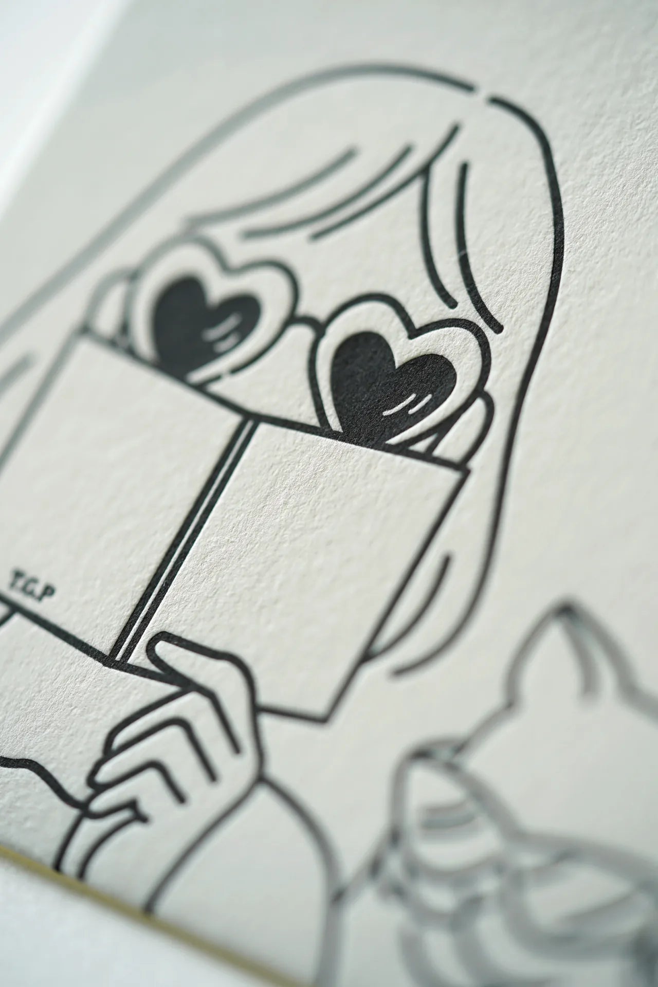 Books, Music & Cats - Letterpress Postcard