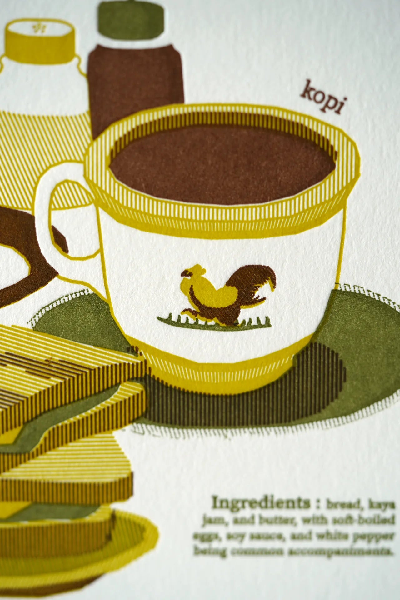 Kaya Toast Letterpress Postcard – Food Series