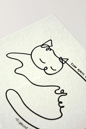 Time Spent With Cat - Letterpress Postcard