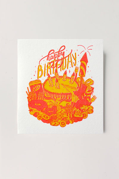 Happy Birthday Letterpressed Card - Yellow