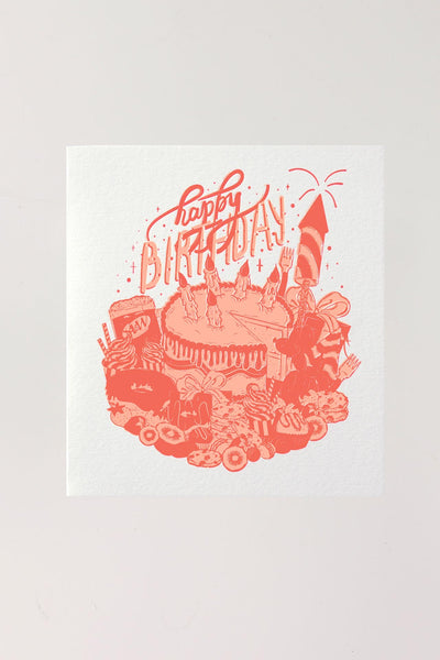 Happy Birthday Letterpressed Card - Pink
